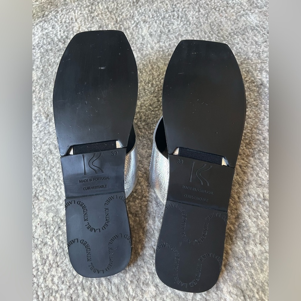 Kindred Label Hannah Thong Silver Foldable Leather Sandals size FR 39 US 8-8.5 - Picture 5 of 13